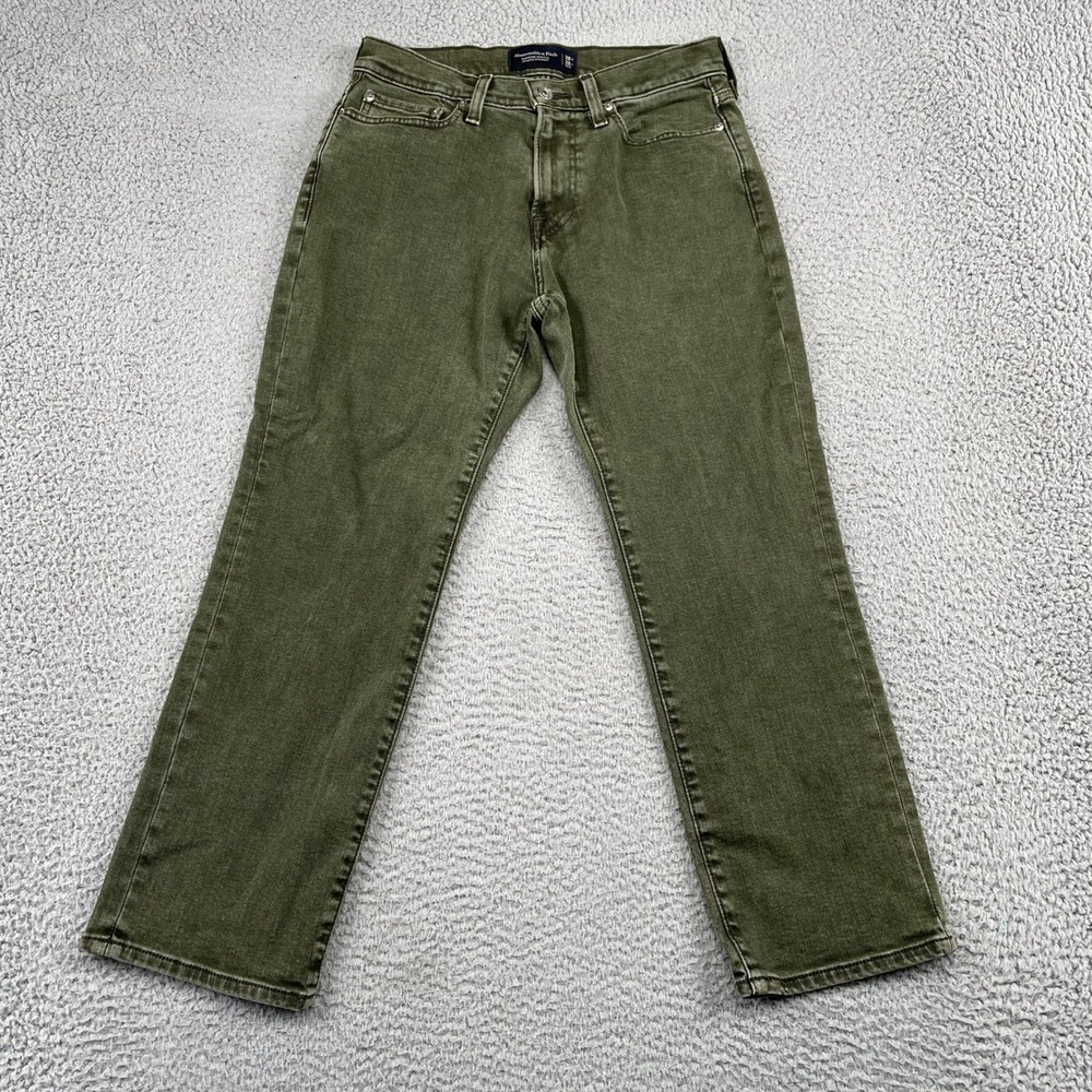 Abercrombie & Fitch Jeans Mens 28 Green Athletic Straight Signature Stretch